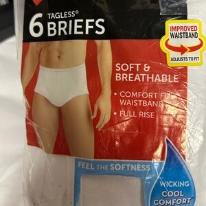 Hanes Men's White Tagless Briefs 6-Pack